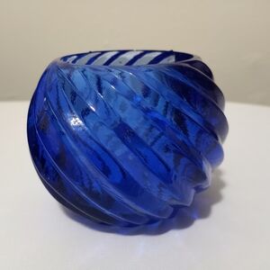 Tea Light Candle Holder in Beautiful Cobalt Blue Glass, Thick, Heavy